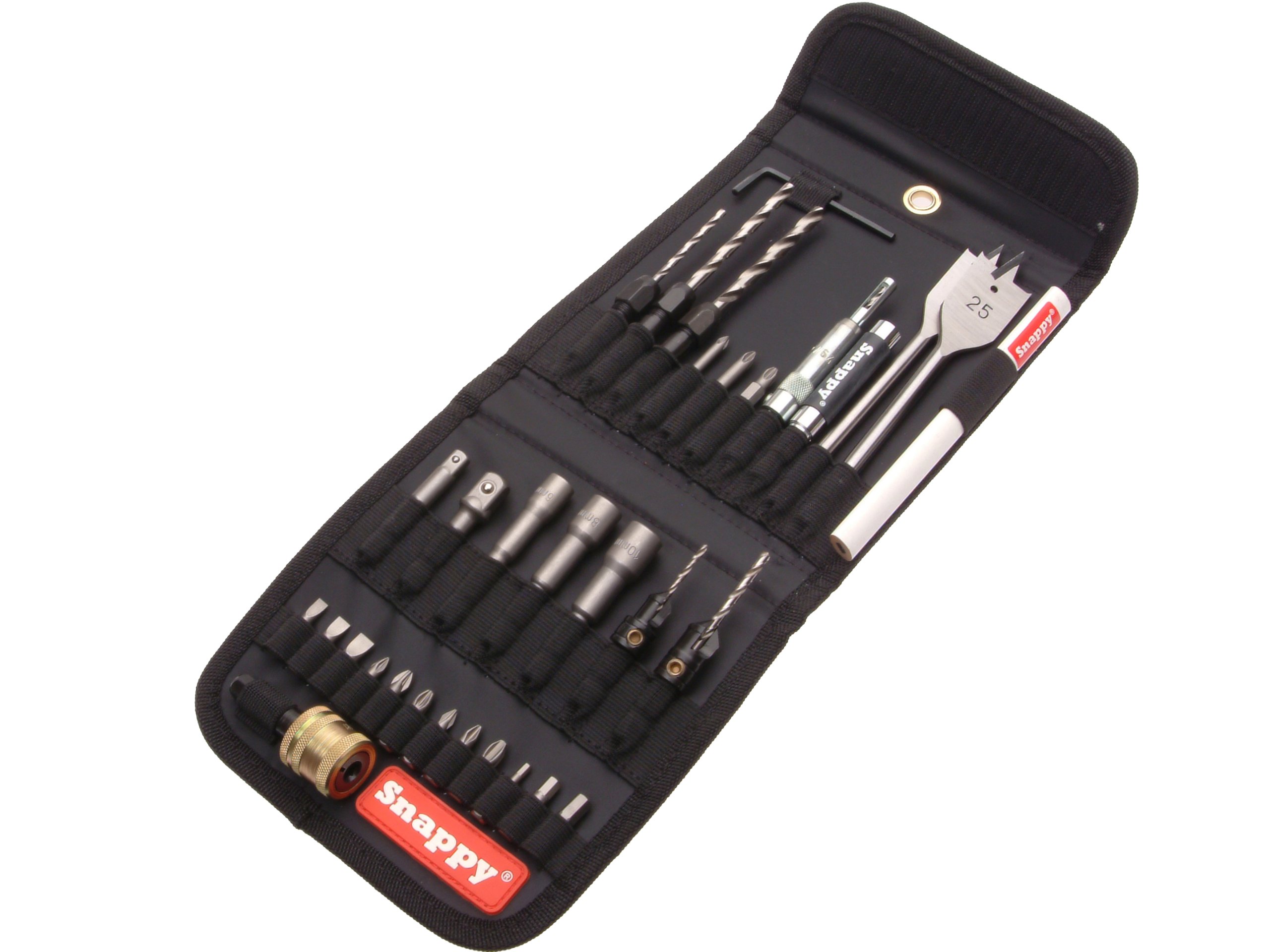 30 Piece Bit Set. Comprehensive Range of Drills, Driver Bits and Countersinks in Heavy Duty Fabric Wallet
