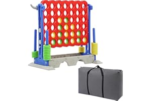 SDADI Height Adjustable 3-in-1 Giant 4 in a Row Connect Game, Jumbo 4-to-Score Game with Golf Game and Ring Toss Set, Indoor Outdoor Yard Game Party Game for Kids Adults and Family, Blue