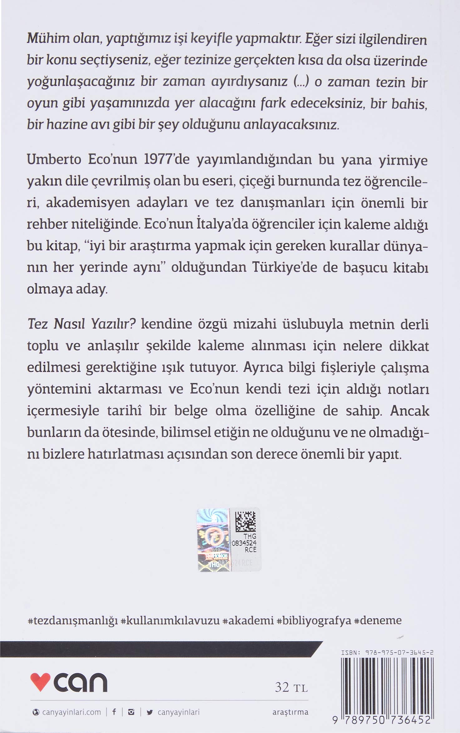 tez nasil yazilir umberto eco 9789750736452 amazon com books