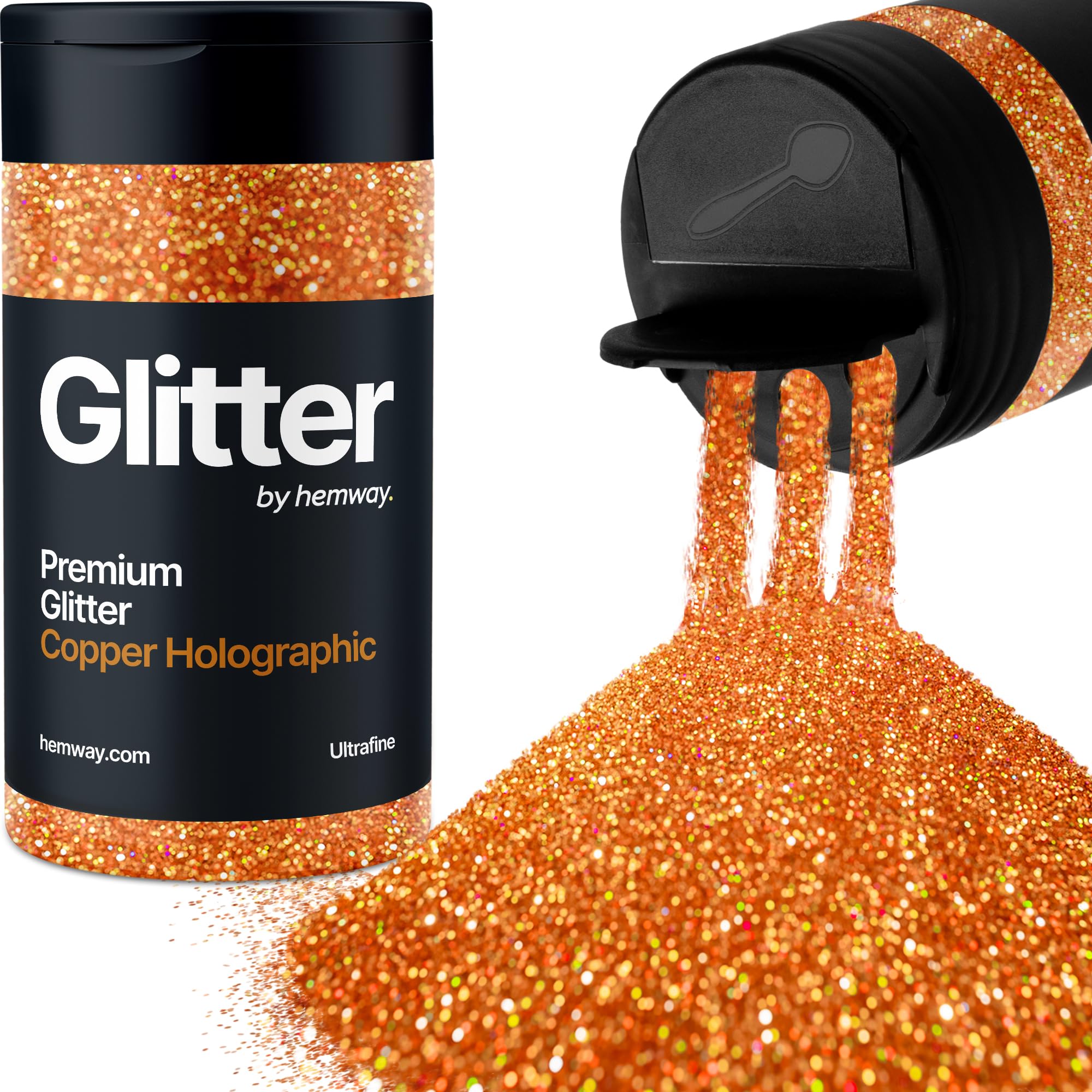 Holographic Copper Glitter Shaker, 130g Ultrafine Glitter, Crafts 1/128" Metallic Flake Copper Sequins, Resin & Epoxy Crafts, Decorating, Halloween, Christmas Nail, Face, Hemway
