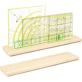 2 Piece Wooden Quilting Ruler Holder Organizer 17 Inch 5 Slot Grids Ruler Rack for Quilting and Sewing, Ideal for Home Office Desk Storage(Wood Color)