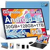 Android 15 Tablet 30GB RAM 128GB ROM 1TB Expand, 10.1 Inch Tablets with Keyboard Mouse, Octa-Core, 8000mAh, HD IPS Display, 5