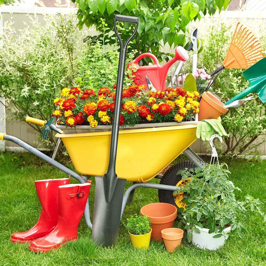 Finether Gardening Spade Shovel Narrow Spade with Tapered Head and D-Handle, Heavy Duty Gardening Shovel with Anti-Slip Gloves Ideal for Digging, Transplanting, Root Slaying : Garden & Outdoor