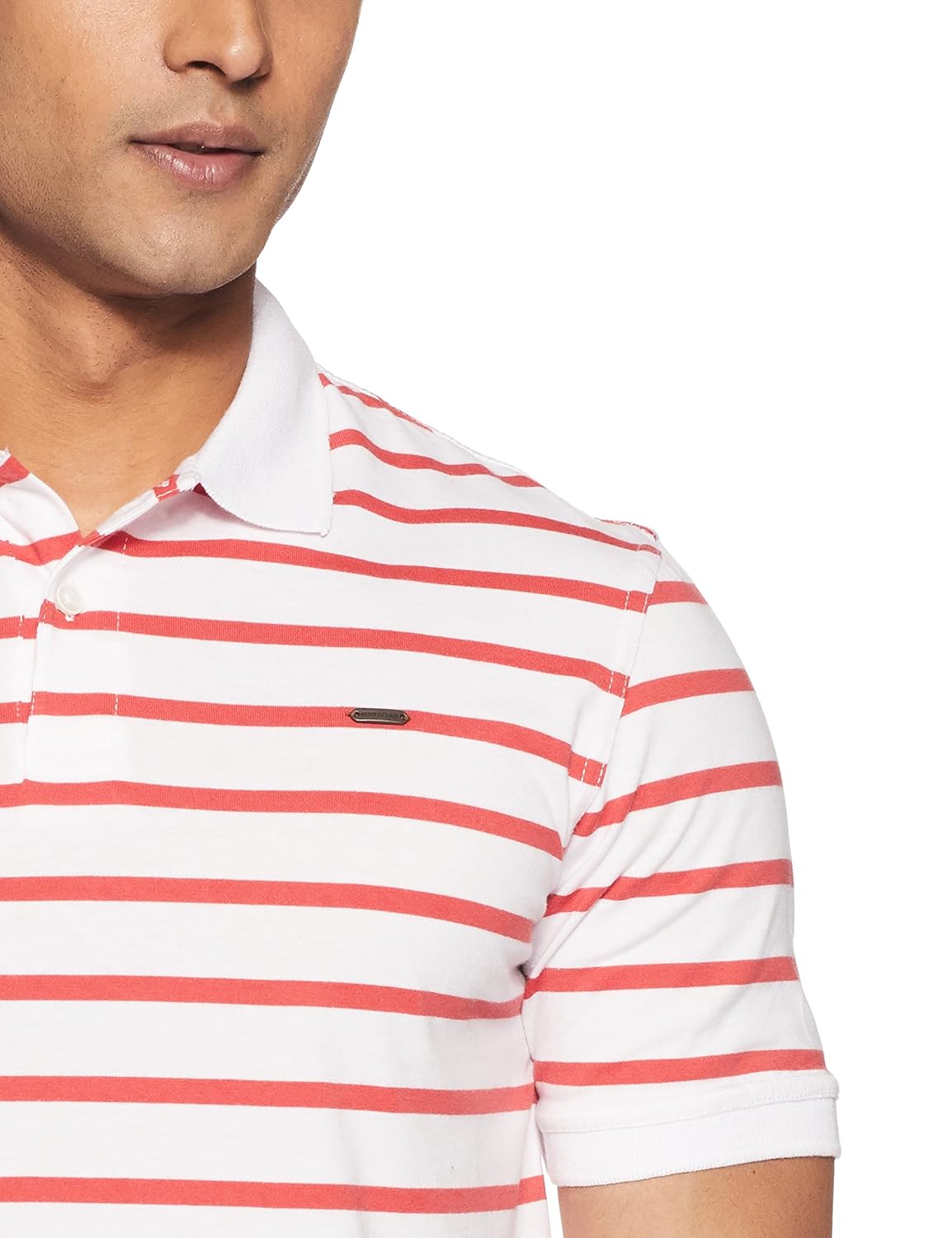 peter england men's striped regular fit synthetic polo