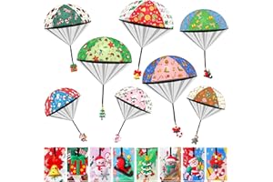 JOICEE 8 PCS Christmas Parachute Toys, Hand Throw Flying Toys Filled with Xmas Figures Stocking Stuffers for Kids Christmas Party Favors Goody Bag Filler