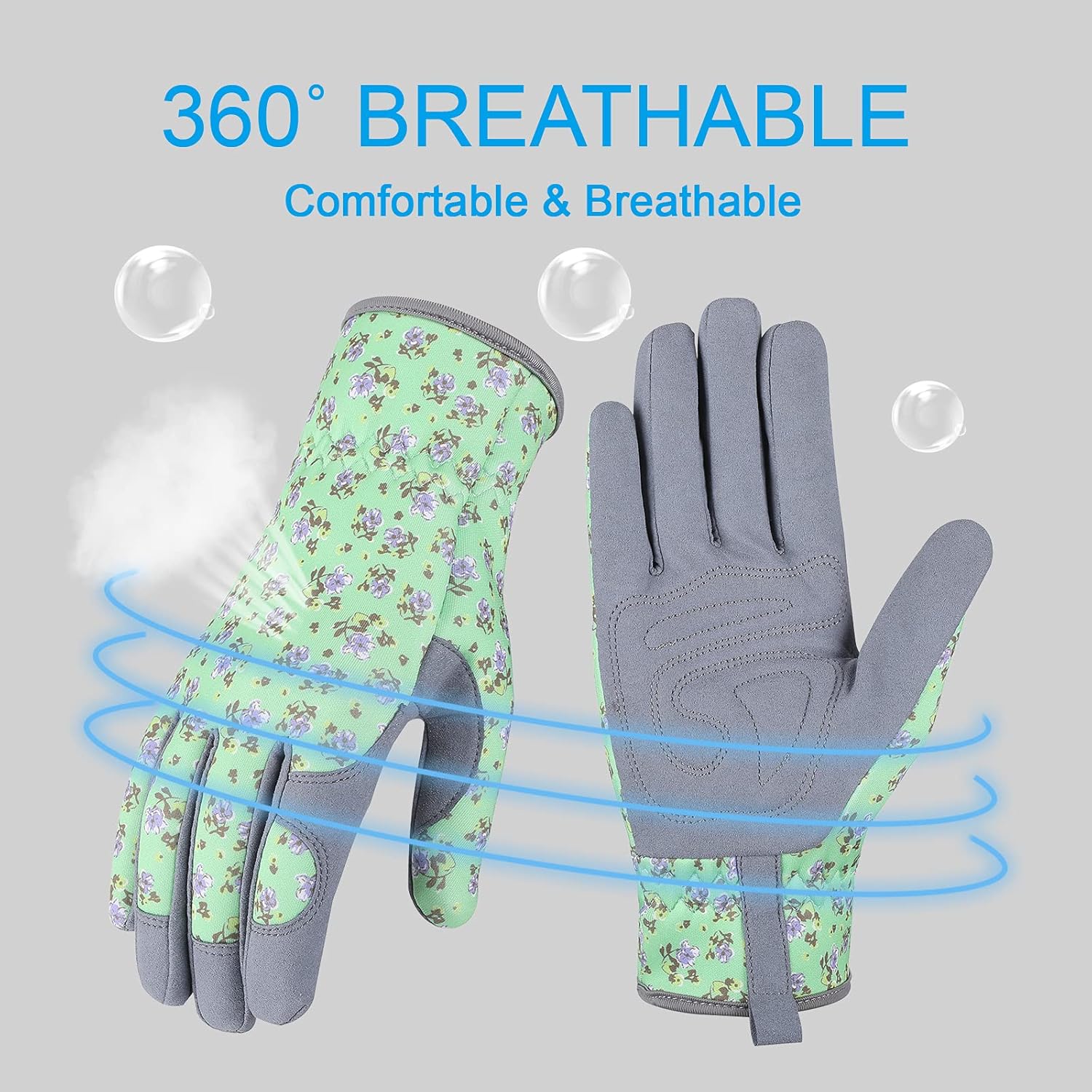 Leather Gardening Gloves for Women - Thorn Resistant Garden Gloves, Rose Pruning Gloves, Working Gloves for Weeding, Digging, Raking and Pruning (Green): Clothing