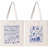 THEYGE Vintage Tote Bag - Cute Cottage Canvas Aesthetic Tote for Women - Reusable Shopping & Beach Bag