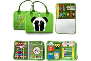 Ay-Bear Busy Board Montessori Toy for 3+ Years Old, Peek A Boo Panda-Educational Activity Sensory Board Preschool Learning Fine Motor Skills Toys, Toddler Travel Toy for Plane Car, Gift for Boys Girls