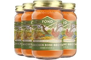FOND NOURISH DELIGHT FOND Regenerative Pasture-Raised Chicken Bone Broth – Slow-Simmered Chicken Broth for Rich and Nourishing Flavor, Nutrient-Dense, Artisan Quality – Pure & Unflavored, 14 oz (4-Pack)