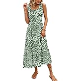 AUSELILY Women's Sleeveless Maxi Dress Summer Sundress Smocked Empire Waist Crew Neck Sun Dresses 2026 New