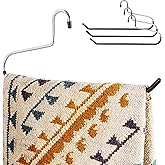 Blanket Hangers (3 Pack) - Stainless Steel Quilt Hangers with Vinyl Non-Slip Coating - Holds Up to 40 Lbs - Heavy Duty for Closet Storage, Comforters, Bedding, Towels, Rugs - Stock Your Home