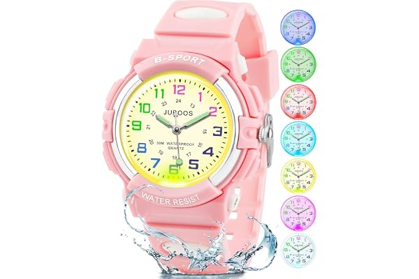 Juboos Kids Watch Analog for Boys Girls, Childrens Waterproof Soft Strap Kids Time Teaching Quartz Wristwatch for Ages 5-15