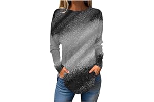 GENERIC Tunic Tops for Women Loose Fit Dressy Long Sleeve Shirt 2023 Casual Round Neck Blouse Oversized Medium Long Pullover