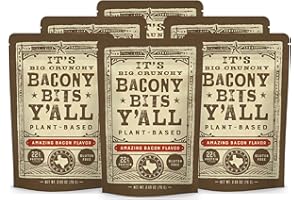 IT'S JERKY Y'ALL All Y'alls Foods Plant Based Bacony Bits | Big and Crunchy Vegan Bacon Snacks | Non-GMO, Gluten Free, High Protein, Vegetarian (6 Pack)