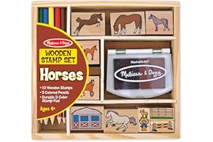 Melissa & Doug Horses Wooden Stamp Activity Arts and Crafts Set with Washable Ink, PencilsHorse Stamps with Washable Ink, Hor