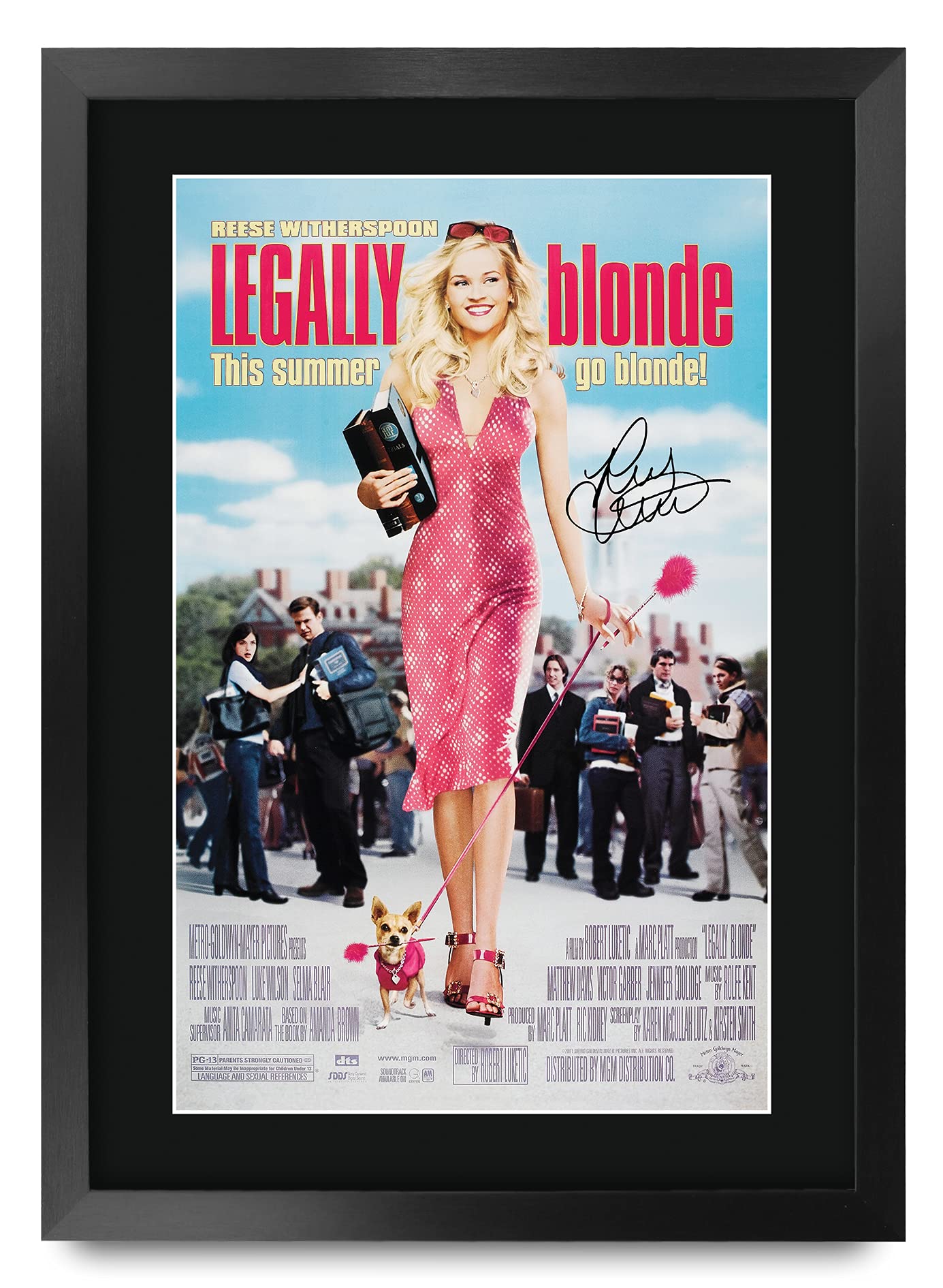 HWC Trading FR A3 Legally Blonde Movie Poster Reese Witherspoon Gifts Printed Poster Signed Autograph Picture for Movie Memorabilia Fans - A3 Framed