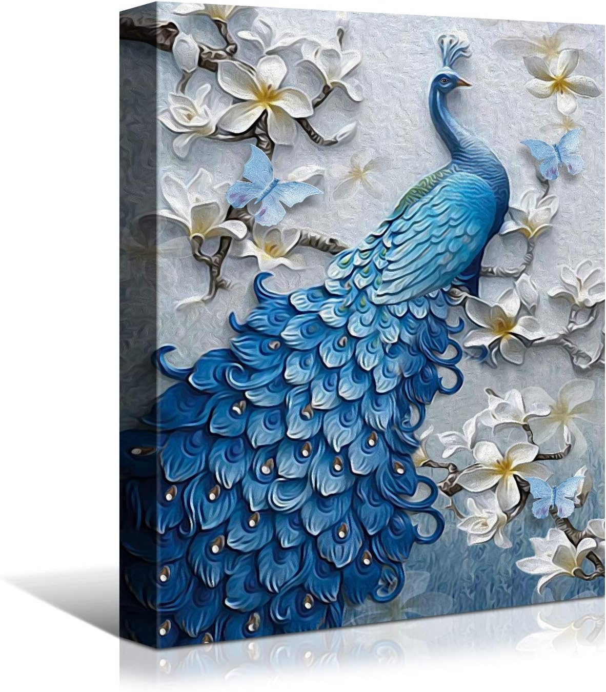 Paintings - Denozer - Peacock Canvas Wall Art Paintings - Peacock Showing Its Feathers Pictures with Wood Frame for Living Room Home Decor Ready to Hang – 32x48 inches
