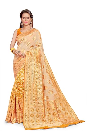 Divaastha Light Yellow Cotton Floral Print Saree with Blouse Piece (APP0024LIGHTYELLOW)