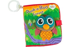 Lamaze Peek-A-Boo Forest Soft Baby Book - Clip-On Cloth Book - Washable Crinkling Fabric Pages for Sensory Play - Teething and Learning Toys for Babies - 6 Months and Up