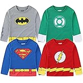 WARNER BROS Justice League Boys 4 Pack Long Sleeve Shirt for Toddler and Big Kids