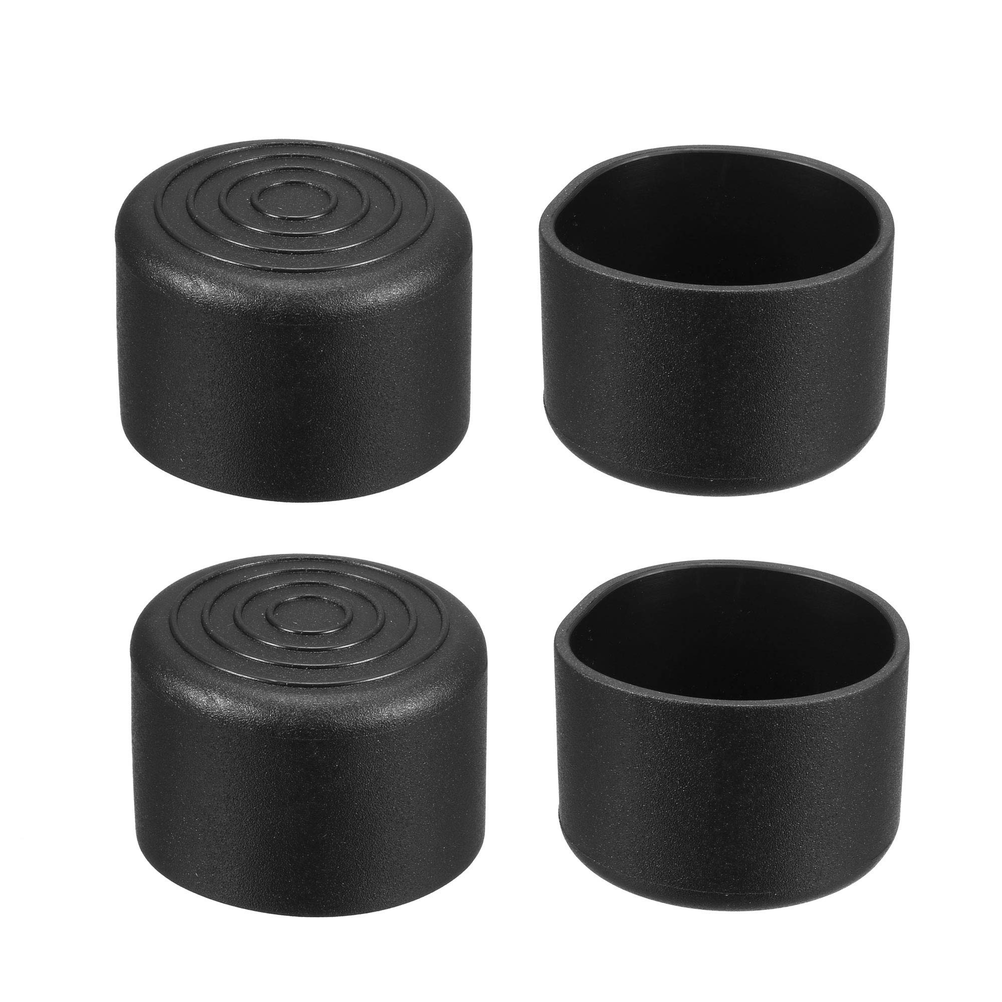 sourcingmap 4pcs Furniture Desk Chair Round Rubber Leg Tip Cap 40mm Inner Diameter Black