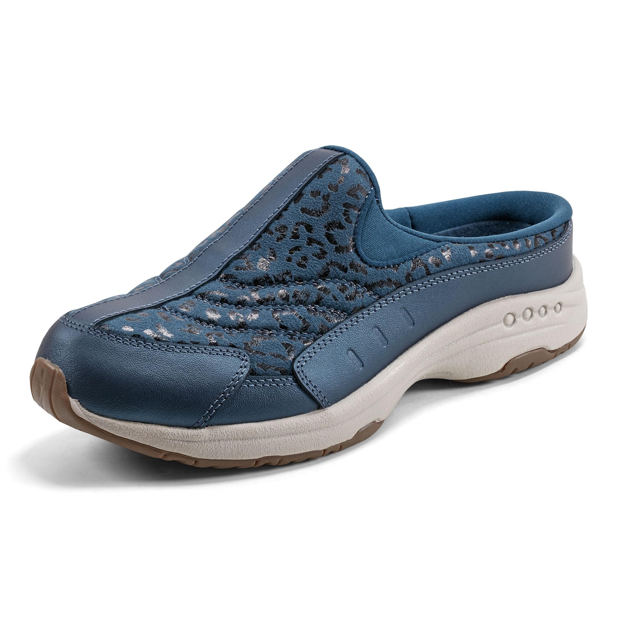 Easy Spirit Traveltime Women’s Slip On, 9.5 E US, Peacock-Blue-Animal Print