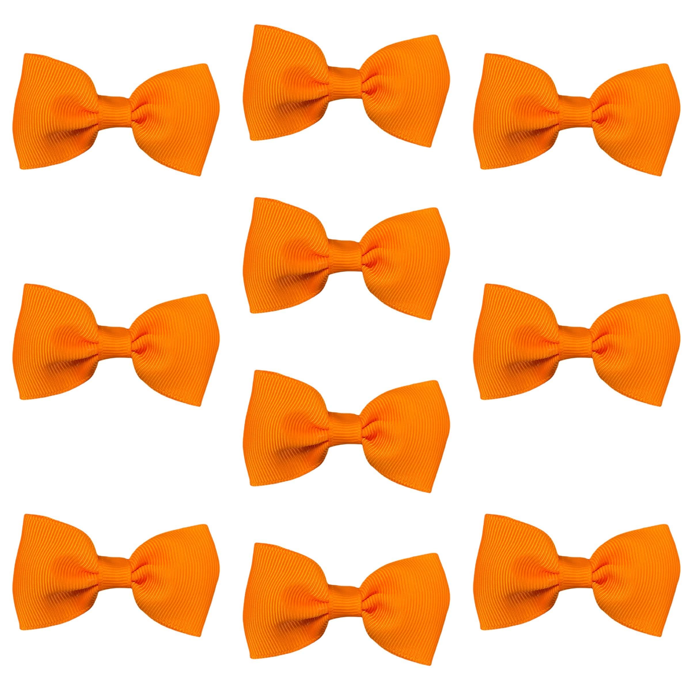 Light Orange Hair Bows Clips Slides Grips 2.7" inch Soft Ribbon Small Straight School Hairbows for Girls 10pcs — image 1