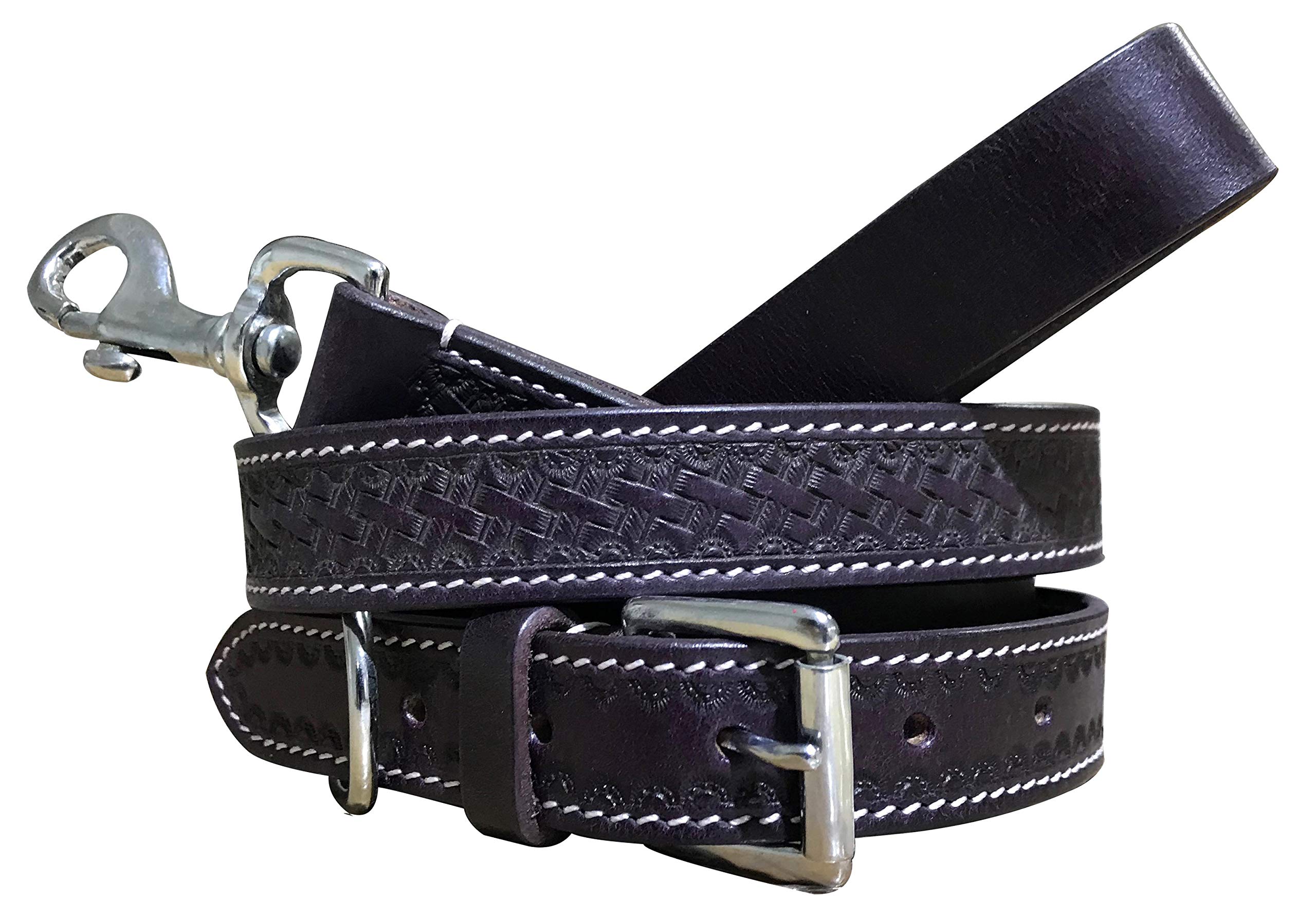 BRADLEY CROMPTON Genuine Leather Matching Pair Dog Collar and Lead Set M