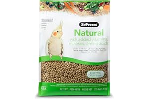 ZuPreem Natural Pellets Bird Food for Medium Birds, 2.5 lb (Pack of 1) - Daily Nutrition, Made in USA for Cockatiels, Quakers, Lovebirds, Small Conures