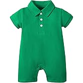 DEFAHN Baby Boy Polo Romper Short Sleeve Solid Bodysuit Jumpsuit Collared Onsies Pique Infant One-Piece Outfit
