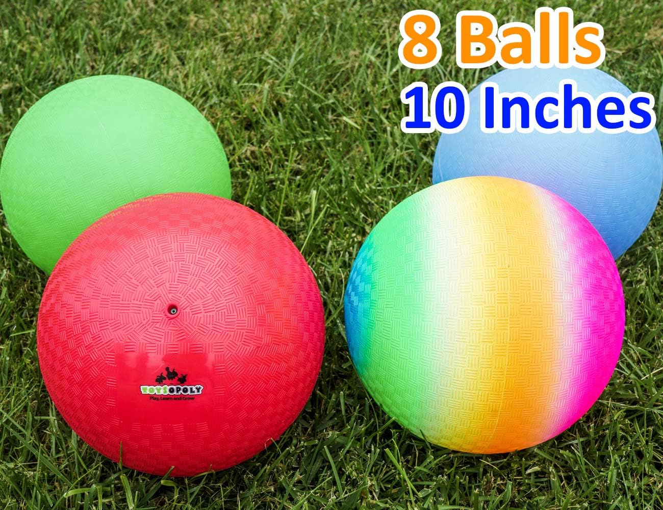 Playground Balls 10 inch (Pack of 4) Best Bouncy Dodge Ball, Handball, Kickball Four Square for Boys Girls Adults. Exercise Yoga Balls Workout Therapy Fitness Pilates Balance + Pump