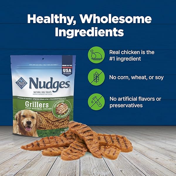 BLUE BUFFALO NUDGES GRILLERS NATURAL DOG TREATS MADE WITH REAL CHICKEN