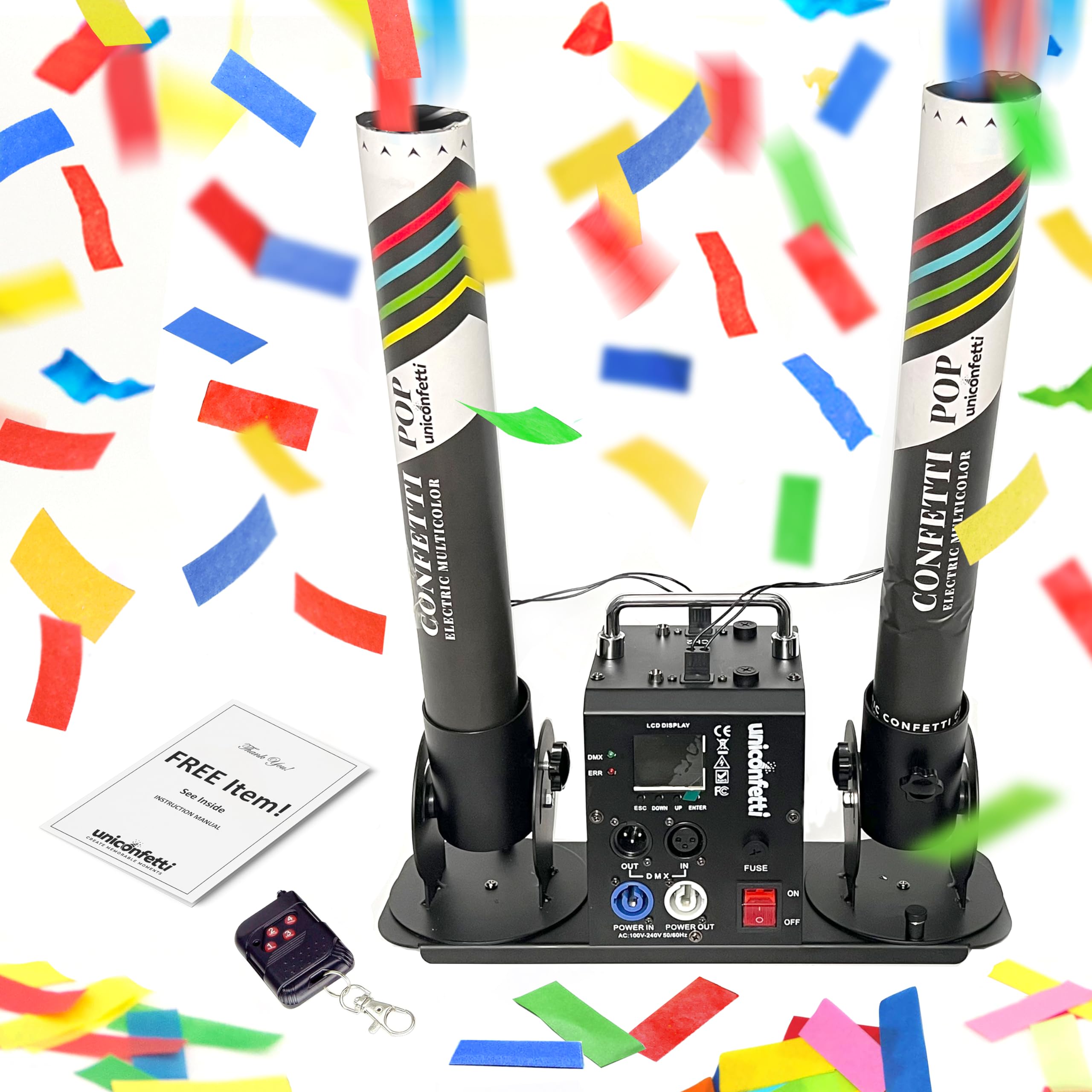 Photo 1 of Confetti Cannon Machine 2-Shot | Confetti Blower Machine Confetti Cannon with Wireless Remote & DMX Control for Concerts, Parties, and Special Events