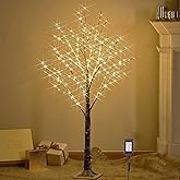 LITBLOOM Lighted Snowy Twig Tree with Fairy Lights 4FT 200 LED Lights, Flocked Tree with Lights for Home Thanksgiving Christmas Holiday Decoration Indoor Outdoor