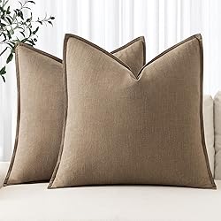MIULEE Decorative Linen Euro Sham Pillow Covers