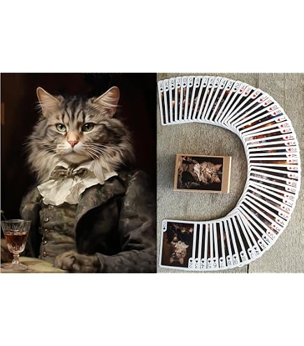 Vintage Katzen-Hunde Poker-Kartenspiel – 54 Karten, Alle Unterschiedlich, Mit Backup-Deck