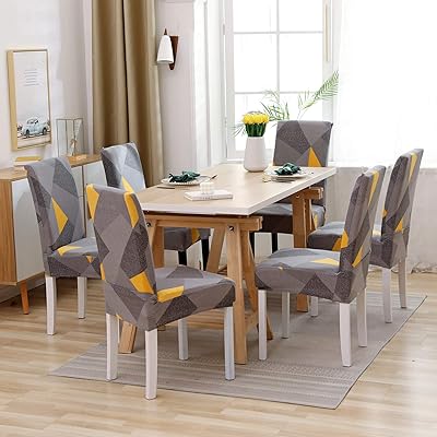 Buy Umete Chair Covers For Dining Room Set Of 4 Dining Chair Slipcovers Stretch Dining Room Chair Covers Seat Protector Washable Parsons Chair Cover For Home Banquet Gray Geometry 4 Pack Online In Turkey B08dtl83th