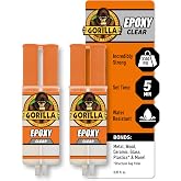 Gorilla 2 Part Epoxy, Clear Epoxy, 0.85 Ounce Syringe (Pack of 2) - 5 Minute Set, Incredibly Strong Bonding