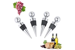 HAMMER IRON ALLEY 4PCS Wine Stopper, HIA Reusable Leak Proof Wine Stoppers, Premium Materials (Aluminium Alloy + Silicone) Wine Bottle Stopper, Wine Corks for Bar, Camping, Party, Wedding