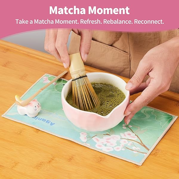 MATCHA WHISK SET,9 PCS JAPANESE MATCHA SET PINK, MATCHA KIT WITH SIFTER, MATCHA TEA CLOTH, MATCHA POWDER CANISTER, ELECTRIC RECHARGEABLE FROTHER(GREEN)