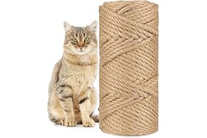 Zydiwo 6mm Thick Natural Jute Rope for Scratch Posts Cat Scratching Sisal Rope Scratching Post Nature Sisal Rope Cats for Pet