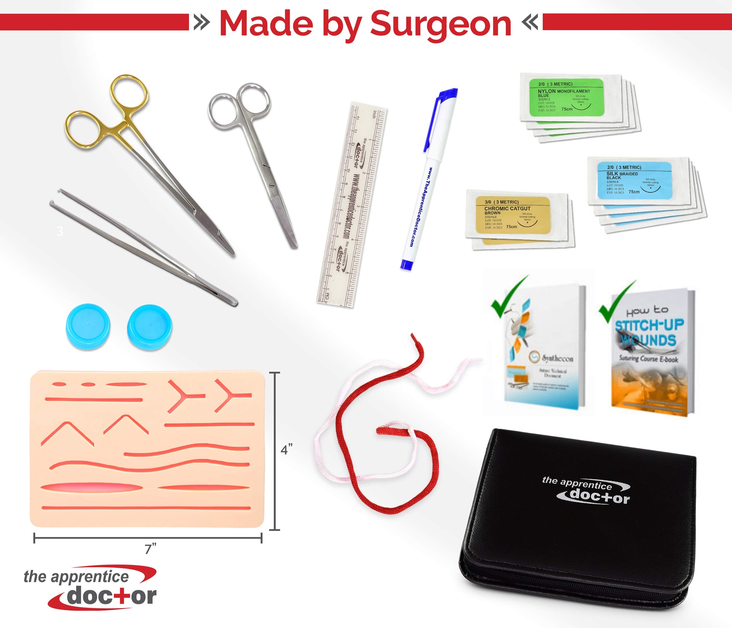 Suture Practice Kit By The Apprentice Doctor Includes Suturing Video Series From An Experienced Surgeon Two Ebook Training Guides Silicone Suturing Skin Pad For Training Medical Professionals Buy Online