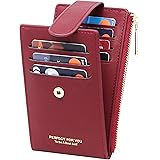ZRTARY Slim Card Holder Wallets for Women RFID Bifold Card Case Money Organizer with Zipper Pocket