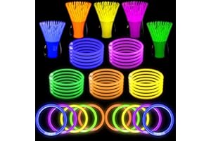 Playsheek Glow Sticks 300pk - 8” Glow in the Dark Party Supplies with Connectors, Party glow necklaces and bracelets for Children or Adults