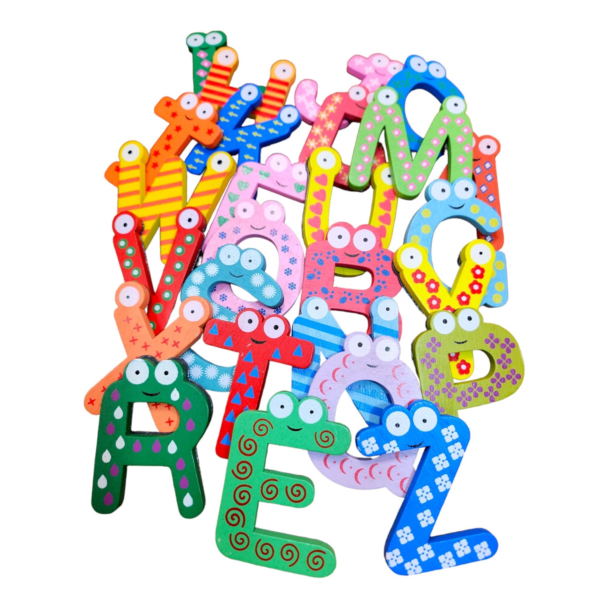 AKORD Funky Fun Colorful Magnetic Letters A-Z Wooden Fridge Magnets