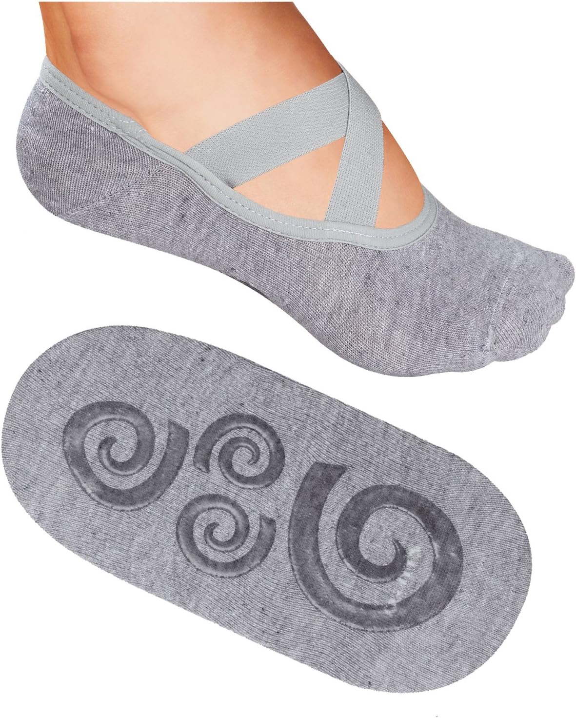 Lupo Women's Essential No Slip Crossover Yoga Pilates Barre Socks