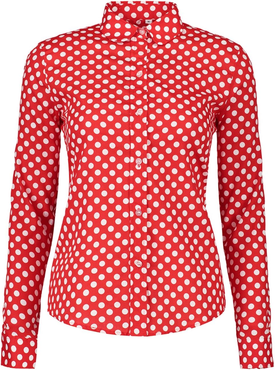ERZTIAY Women's Tops Feminine Long Sleeve Polka Dotted Button Down Casual Dress Blouses Shirts