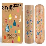 Stoie's Wooden Rainstick Instrument for Kids, Support Music Exploration, Coordination and Rhythm Baby Toy, Soothing Sound for Sensory Play, Durable Rainmaker of Kid-Friendly Size, 2 Pack