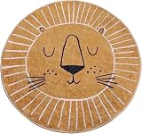 Rururug Cartoon Round Rug Kids Playmat Brown Lion Non-Slip 100CM view 4