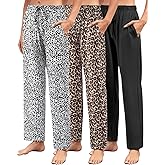 Cosy Pyro 3 Pack Women Casual Pajama Pants Soft Pjs Bottoms Lounge Comfy Sleep Pants with Pocket Drawstring